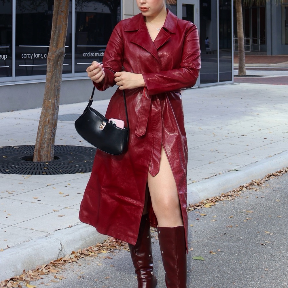 Boohoo Deep Red Trench Coat